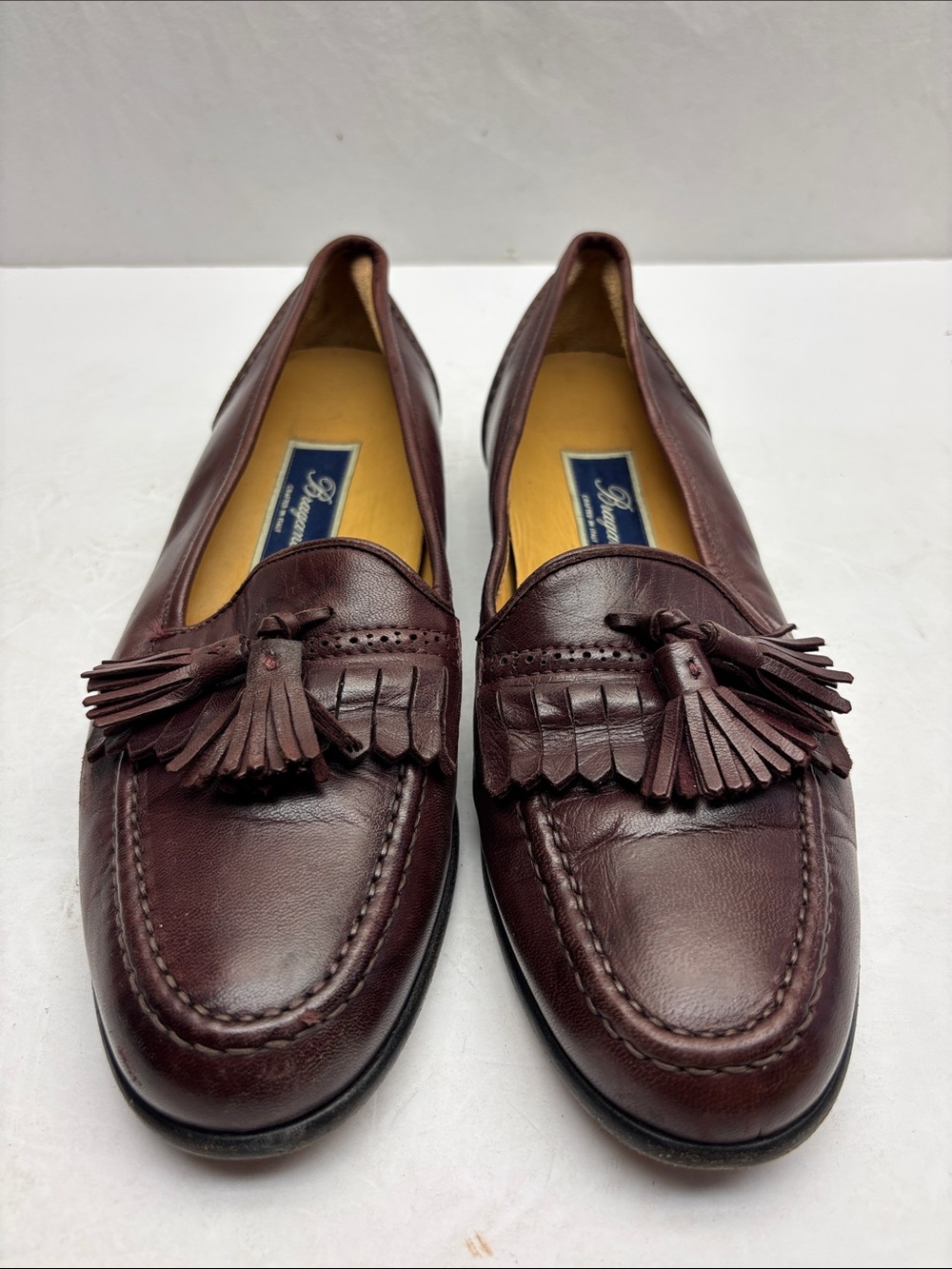 Bragano Classic Leather Tassel Loafers, SZ 7.5 M, box 69